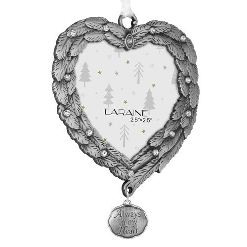 Laraine Christmas Tree Ornaments – Decorative Hanging Holiday Keepsake Gift Feather Pendant with 2.5” Photo Frame Insert for Picture of Pet (Always in My Heart)