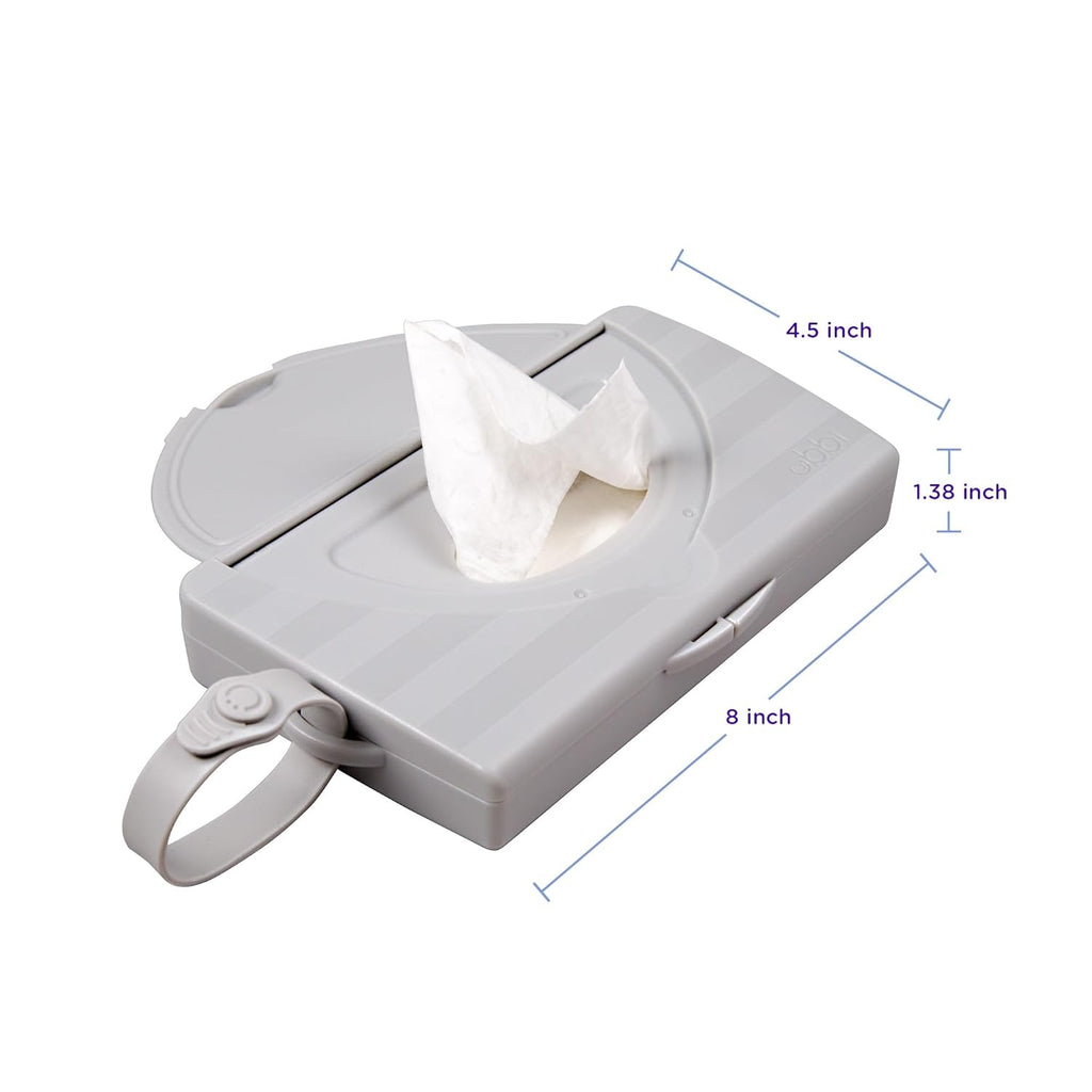 Ubbi Portable Baby Wipes Dispenser - On-The-Go Travel Container for Diaper Bags | Reusable Gray Holder