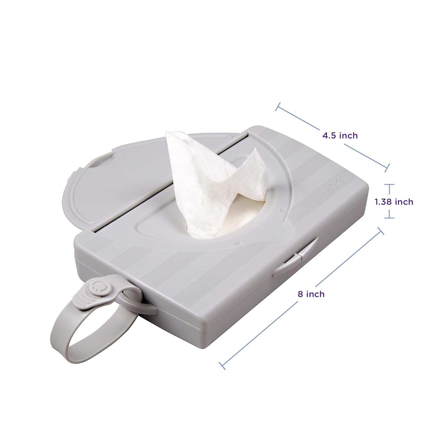 Ubbi Portable Baby Wipes Dispenser - On-The-Go Travel Container for Diaper Bags | Reusable Gray Holder