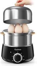 CACHOO 14-Egg Rapid Egg Cooker - Stainless Steel Boiler with Timer & Auto Shut Off | Compact & Dishwasher Safe, Black