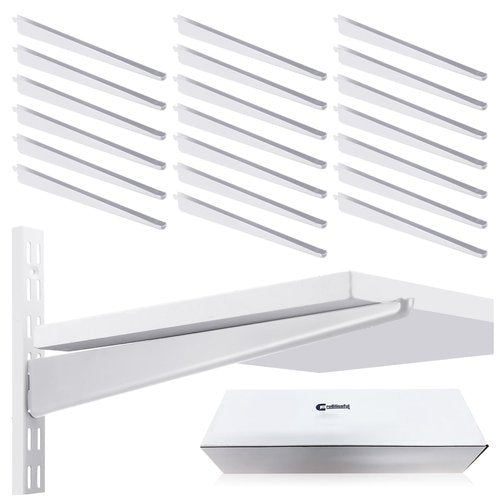 CroBlissful 20 Pcs Adjustable Shelf Brackets for Double Track System Closet Organization Heavy Duty Wire Shelf Brackets(White,11.5 Inch)