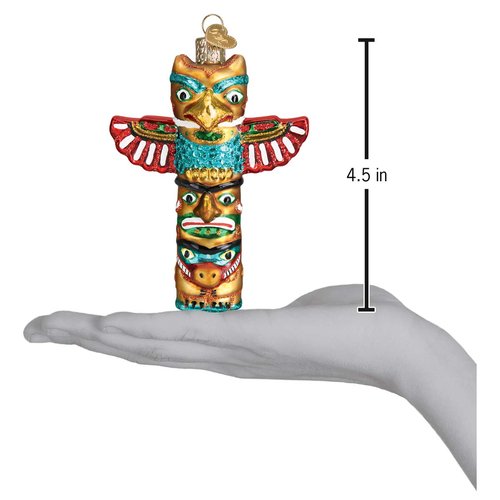 Old World Christmas Totem Pole Ornament, Multi Glass Blown Ornament for Christmas Tree, Handcrafted Holiday Decoration, Native American Collection