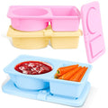Tizuxa 3 Pack Silicone Reusable Snack Containers with Lids, Double Compartment Snackle Box Containers, Salad Dressing Sauce Seasoning Container, Small Mini Food Snack Boxs for Travel, Office, Picnic