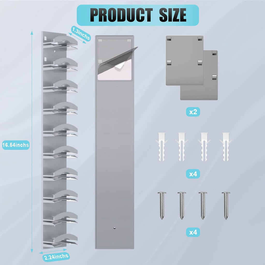 Skiennix Hat Organizer - Wall-Mounted Rack for 20 Baseball Caps | Strong Adhesive & Multi-Use Design (Grey)