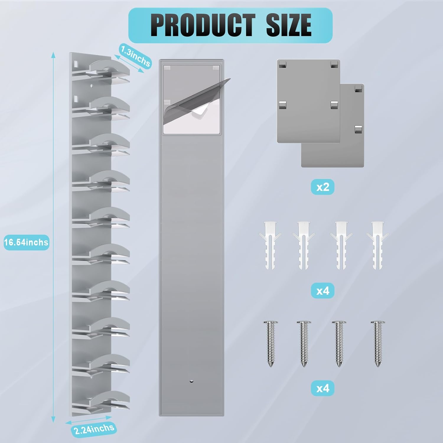 Skiennix Hat Organizer - Wall-Mounted Rack for 20 Baseball Caps | Strong Adhesive & Multi-Use Design (Grey)