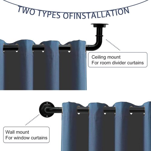 Byondeth Adjustable Curtain Rods | Blackout Wrap Around Design | 16 to 45 Inches, Black Finish