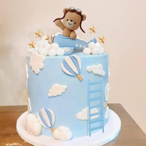 LaVenty Blue Airplane Cake Topper Airplane Cake Decorations Plane Cake Topper for Time Flies 1st Birthday Decorations Airplane Birthday Baby Shower Decorations