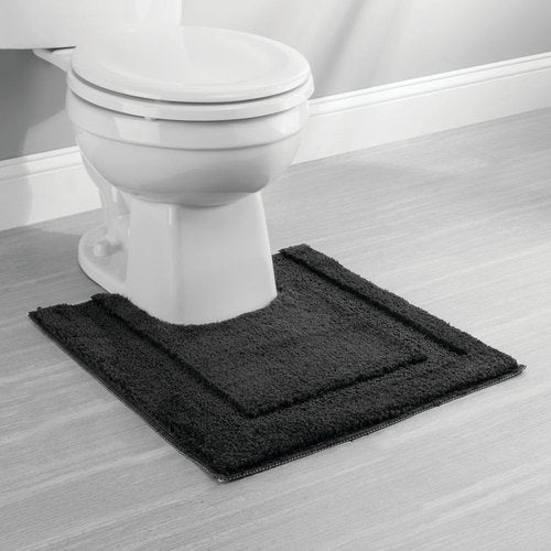 InterDesign Microfiber Polyester Contour Bathroom Rug – Black Spa