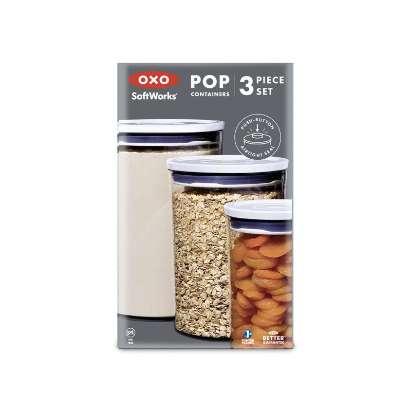Airtight Food Storage Container Set - 3-Piece Round, BPA-Free