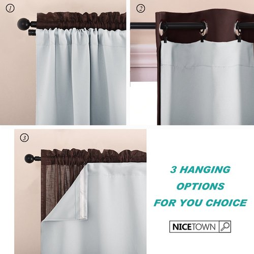 NICETOWN Blackout Curtain Liners for 84 inches Long Drapes, Blackout Curtain Liners for Window, Noise Reducing Light Blocking Liner (Set of 2, Each is 34" x 80", Hooks Included, Greyish White)