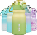 BJPKPK Insulated Water Bottle - 14oz Stainless Steel Flask with Straw, Leak-Proof Lid & Carry Handle | Lime