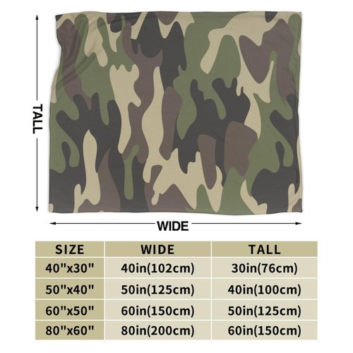 Camouflage Classic Camo Blanket Soft Comfy Flannel Throw Blankets Lightweight Warm Bed Throws Plush For Couch Sofa Camping Office Travel Home Bedroom Decor Girls Boys Kids Gifts 50"X40"
