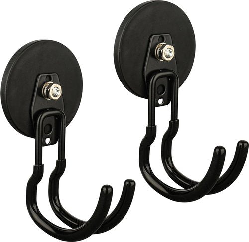 MUTUACTOR Magnetic Hooks - 40lbs Heavy Duty Double Metal J-Hook | Anti-Scratch Organizing Tool Set (2 Packs)