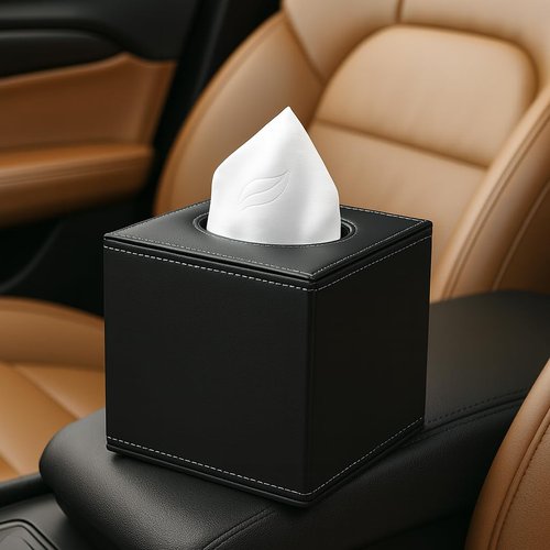 PU Leather Tissue Box Cover with Magnetic Bottom – Square Cube Dispenser for Home, Office, Car, Hotel – Modern Tissue Holder Square for Kleenex, Stylish 5.3″*5.3″*5.8″