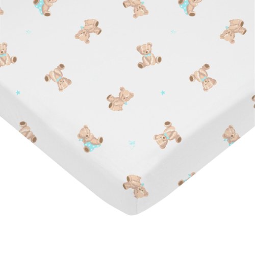 American Baby Company 100% Natural Cotton Fitted Mini Crib Sheet 38" x 24" - Soft & Breathable Small Nesting Portable Crib Sheet, Fits Pack N Play Mattresses, Bear, for Boys & Girls