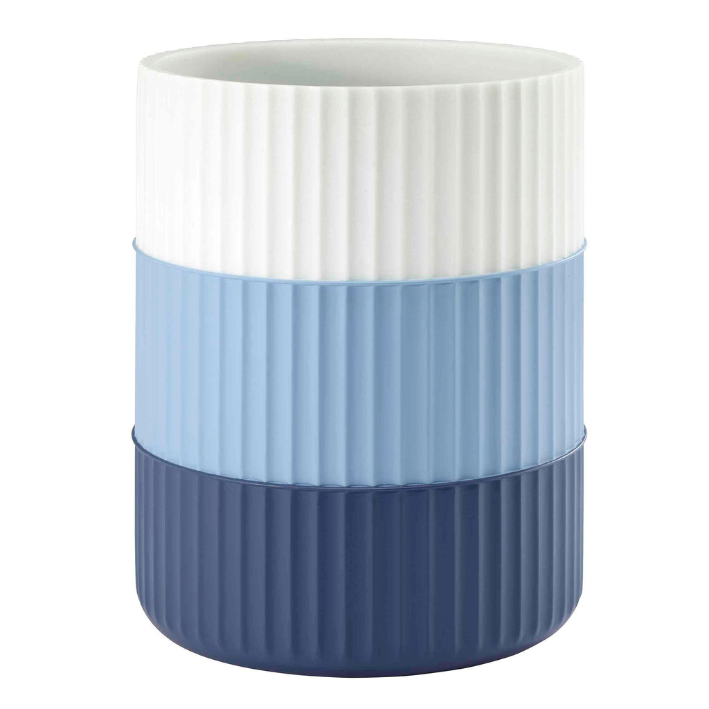 IZOD - Wastebasket, Trash Can for Home, Resin Bathroom Accessories, Dorm Room Essentials, Striped Bathroom Decor (Clubhouse Collection, Blue)