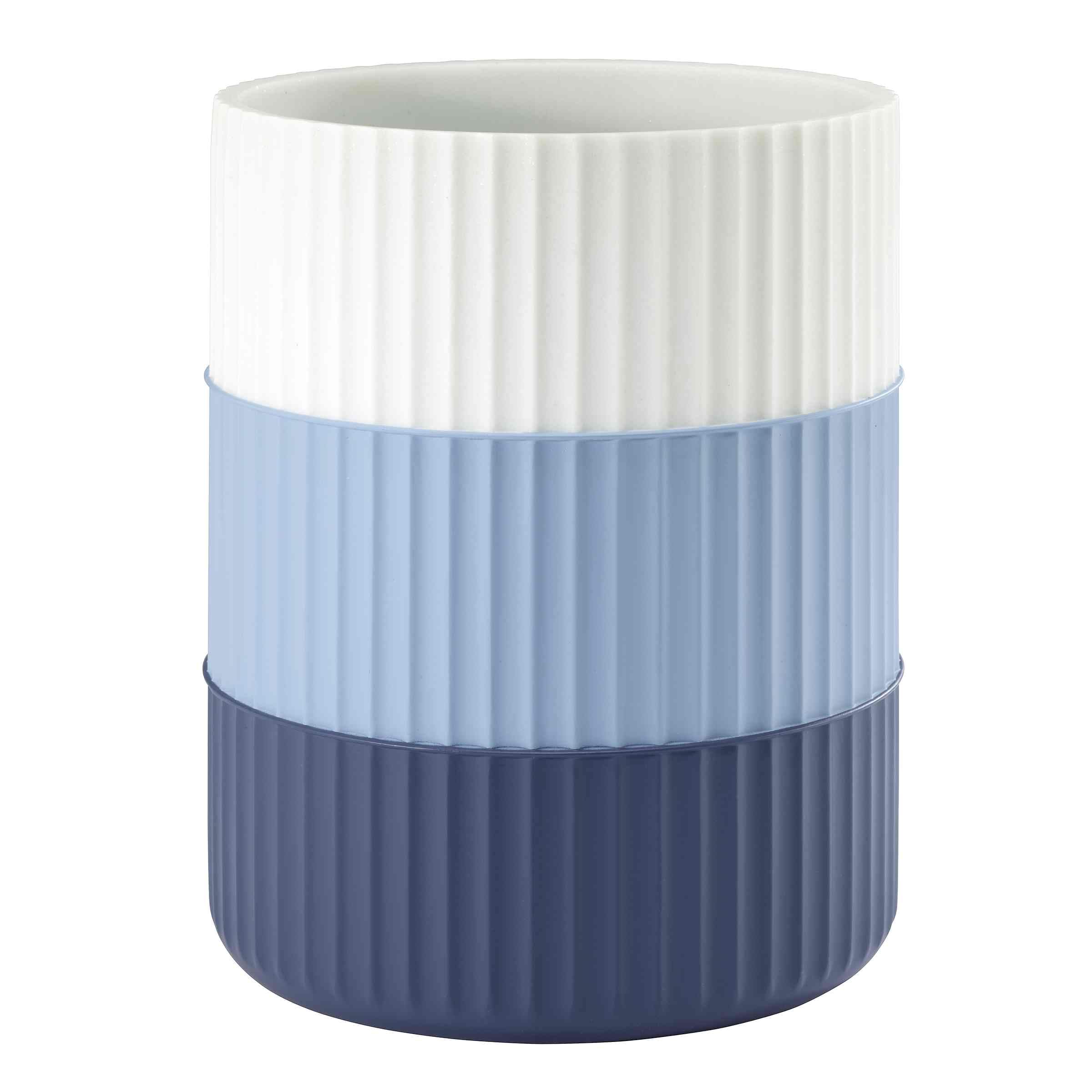 IZOD - Wastebasket, Trash Can for Home, Resin Bathroom Accessories, Dorm Room Essentials, Striped Bathroom Decor (Clubhouse Collection, Blue)