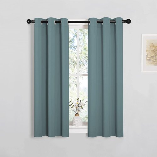 NICETOWN Modern Blackout Curtains - Noise Reducing & Thermal Insulated Drapes | Greyish Blue, 2 Panels, W29 x L45-Inch