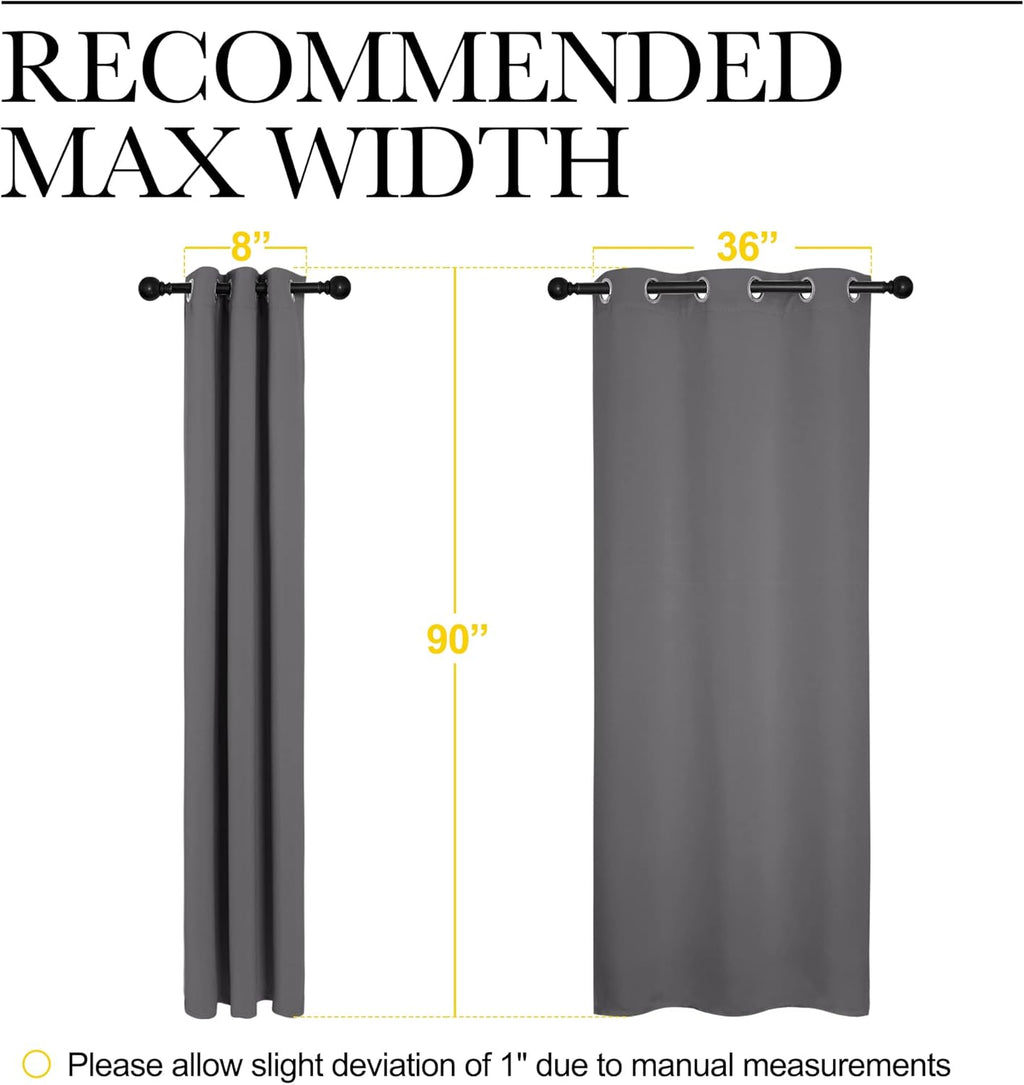 NICETOWN Thermal Insulated Blackout Curtains - Grommet Top Drapes for Hall | 2 Panels, Grey (W42 x L90)