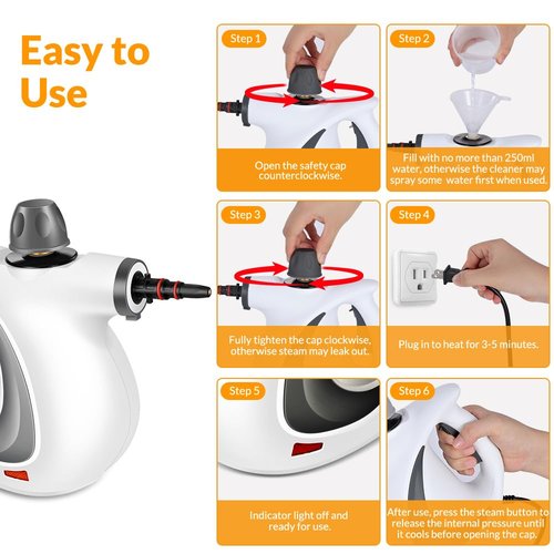 Handheld Pressurized Steam Cleaner with 12 pcs Accessories, Steamer for Cleaning, Steam Cleaner for Home Use, Steamer for Cleaning Car, Furniture, Floor, Upholstery, Grout and Tile, Deep Gray