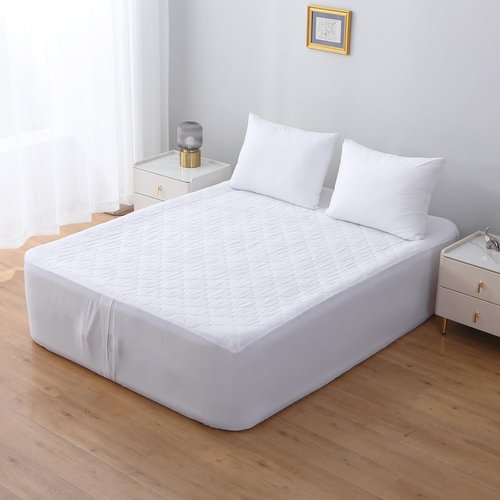 Queen Air Bed Mattress Pad with 15-24 Inch Deep Pockets - Waterproof Protector for Warm Sleep & Cold Air Insulation,Perfect for Camping, Guest Bed, Pets & Overnight Visitors-White