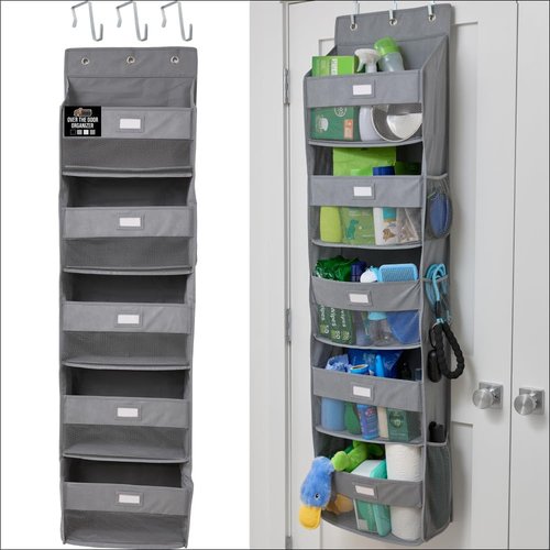 GORILLA GRIP Over The Door Organizer - 5 Deep Hanging Shelves, Holds 50lbs | Gray, 58x15 Inches