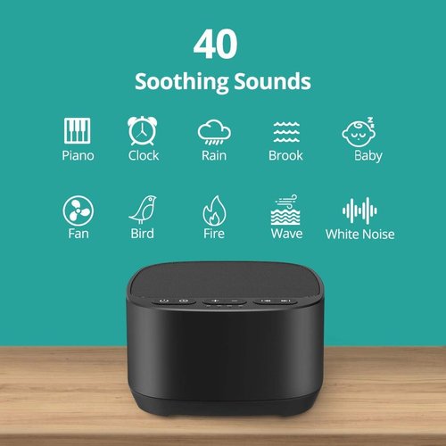 Magicteam Sleep Sound Machine - 40 Soothing Sounds, Memory Function & 32 Volume Levels | Black
