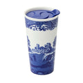 Spode Blue Italian Travel Mug | 12-Ounce Capacity | Made of Porcelain | Travel Tumbler for Coffee and Tea | Hot Water Cup | Dishwasher and Microwave Safe