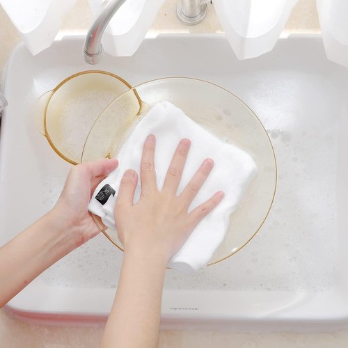 Homaxy 100% Cotton Dish Cloths - Ultra Soft & Absorbent Quick Drying Towels | 12x12 Inches, 18-Pack, White