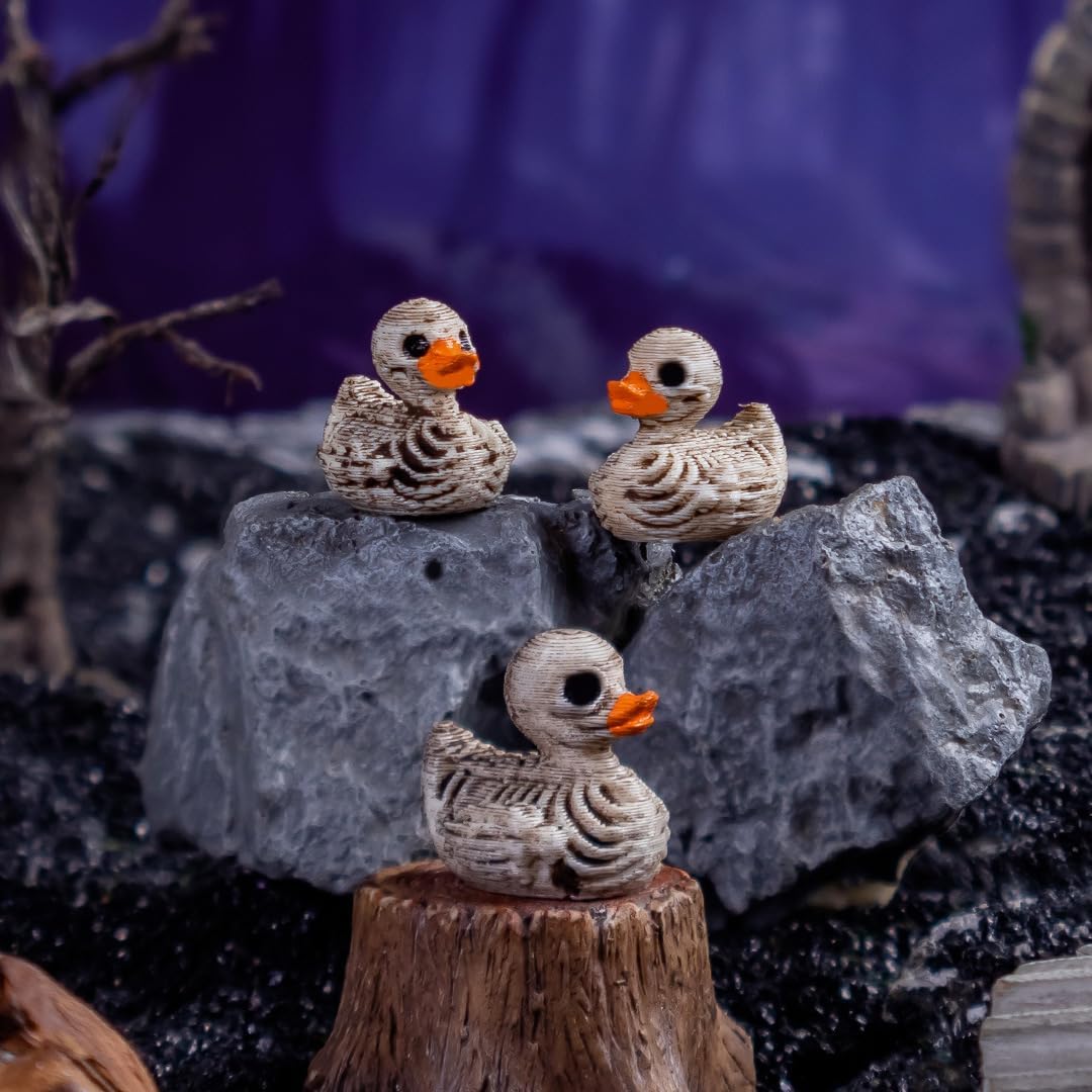 Skiennix Mini Duck Skeleton Figurines - 50Pcs Halloween Decor for Spooky Scenes & Parties