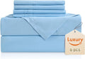 CozySmile Luxury Silky Soft Bed Sheet Set - 6 Piece Full Size | 16 Inch Deep Pocket, Wrinkle-Free & Cooling, Sky Blue