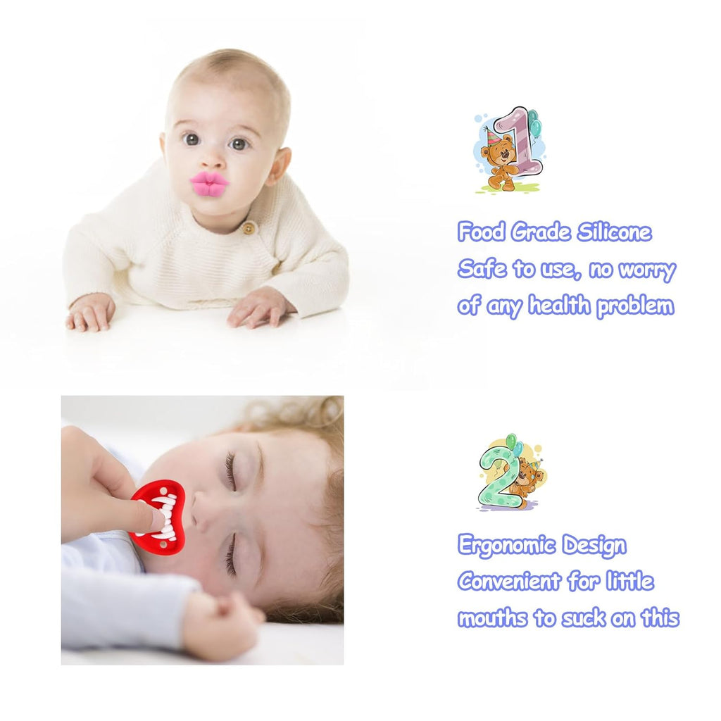 ROBBEAR Baby Pacifier - Cute Mustache & Vampire Skull Design | BPA-Free Silicone for Infants 0-36 Months