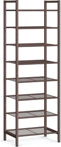 SONGMICS Narrow Shoe Rack - Sturdy 8-Tier Metal Storage Organizer for Small Spaces | Bronze, 12"D x 17.6"W x 50.6"H