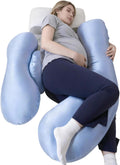 Skiennix Pregnancy Pillow - Adjustable H-Shaped Full Body Support for Side Sleeping | Cooling Cover (Blue)