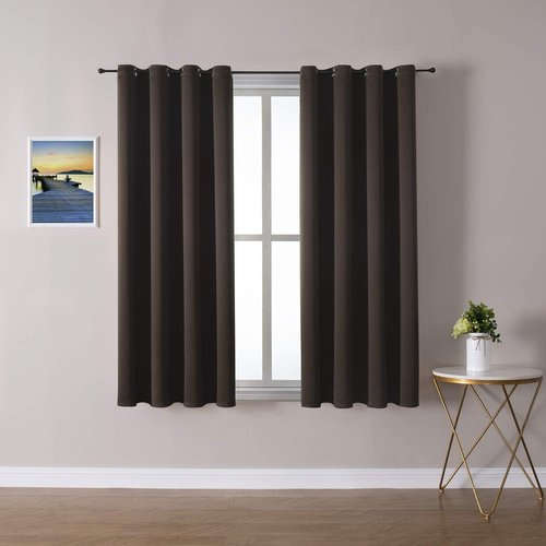 ChrisDowa Blackout Curtains - Thermal Insulated Room Darkening Panels Set (Brown, 52W x 54L)
