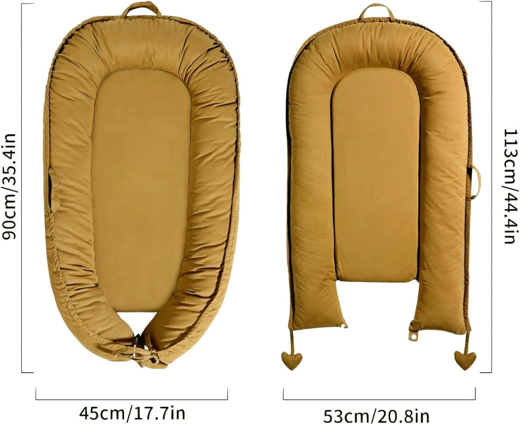 Sienna Baby Lounger - Soft, Breathable Cotton Infant Nest for Newborns 0-24 Months | Portable Travel Essential