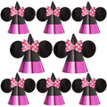 Minnie Mouse Forever Pink & Black Cone Hats - 7.25" x 6.5" (8 Pcs) - Vibrant Foil & Paper Party Accessories for Kids Themed-Parties & Events
