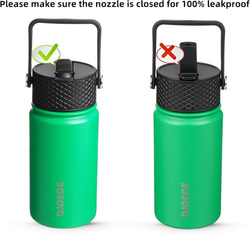 BJPKPK Insulated Water Bottle - 15 oz Stainless Steel Flask with Straw Lid | Reusable, Leak-Proof, BPA-Free, Macaron-Matcha