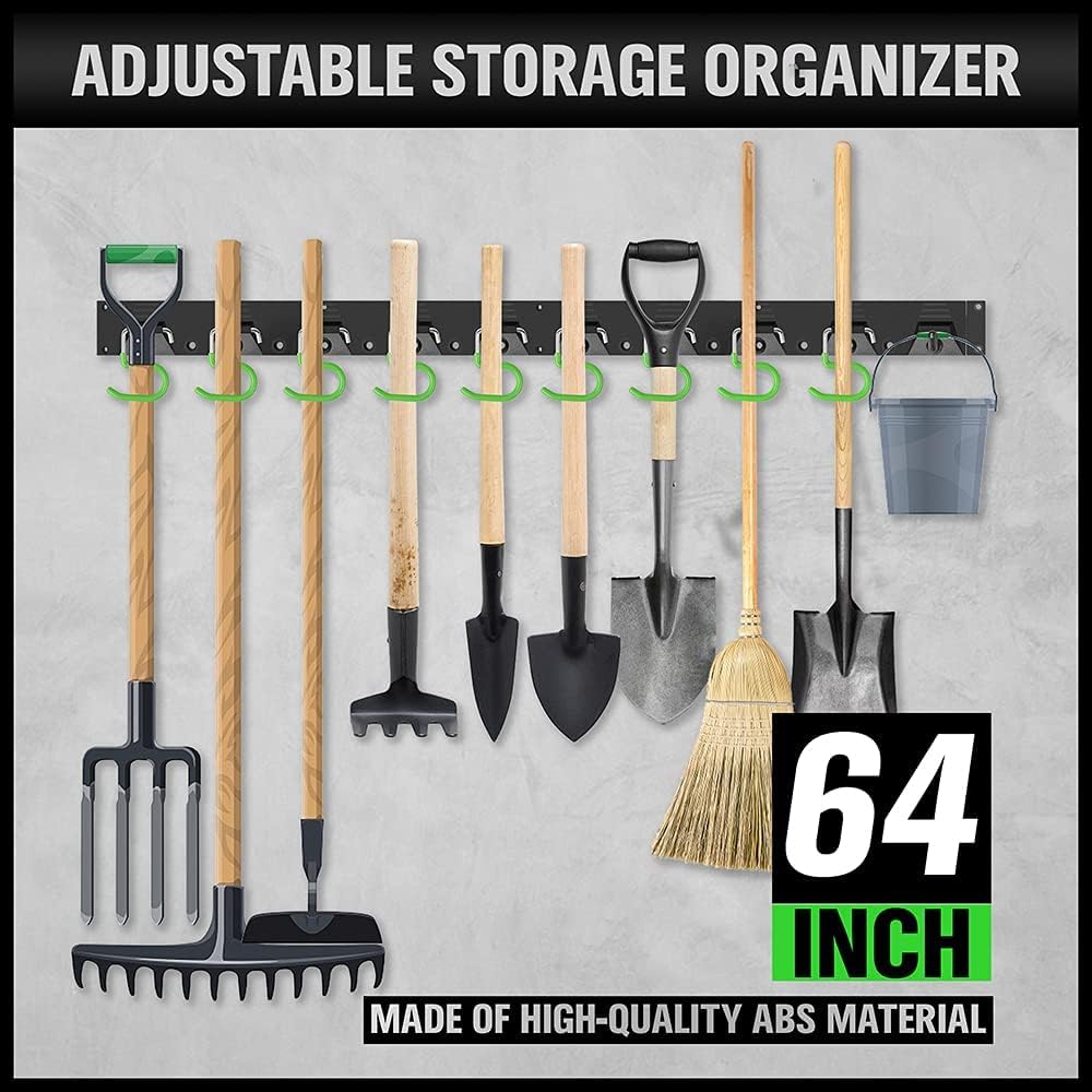 SWANLAKE Adjustable 64-Inch Plastic Storage System - Wall-Mounted Tool Organizer in Black
