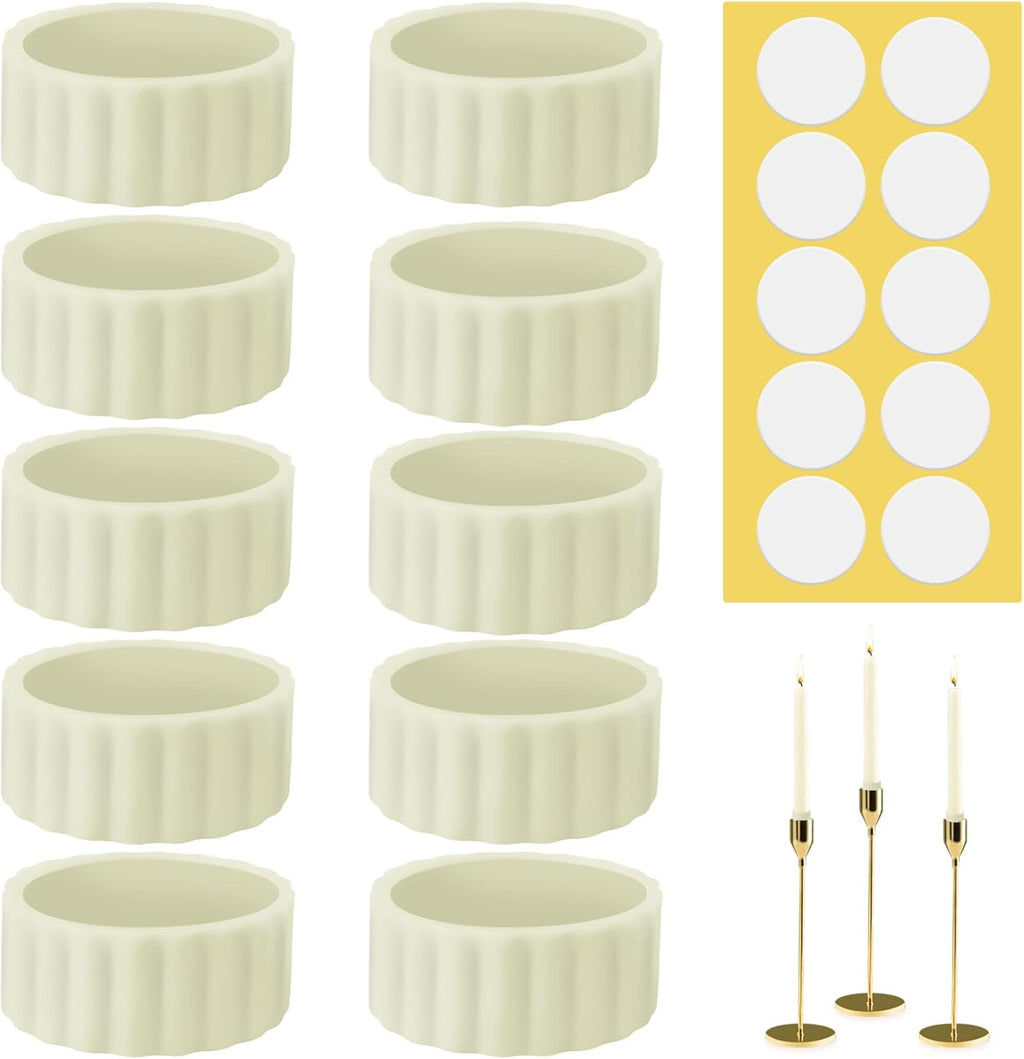 Skiennix 20Pcs Candle Grippers - Flexible Silicone Stabilizers for Taper Candles | 10 Adhesive & 10 Fitters
