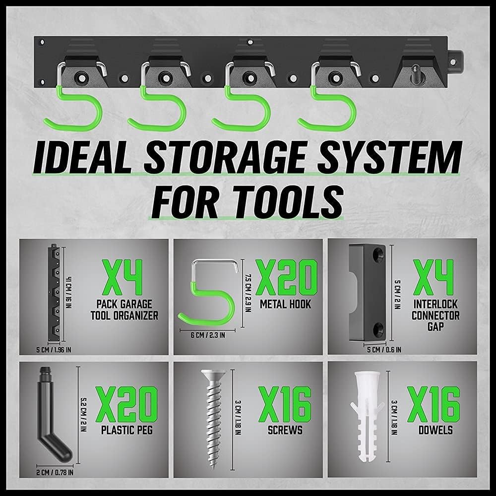 SWANLAKE Adjustable 64-Inch Plastic Storage System - Wall-Mounted Tool Organizer in Black