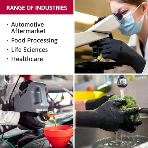 Ansell MICROFLEX Black Dragon BD-100L Heavy Duty 6.7 mil Latex Exam Gloves for Automotive, Food, Life Sciences, Healthcare, Size 9 (L), Black (Pack of 100)