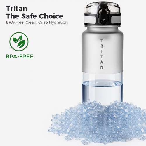 Edmyre 32oz Water Bottle with Chug Lid, Frosted & Clear Tritan BPA-Free, Leakproof, Wide Mouth, Portable Sports Water Bottle for Gym, Office, Travel, Outdoor (Transparent)