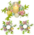Spring Wreaths by 3Pcs | Easter Egg Candle Holder Rings - 9" Mini Pastel Decorations for Home & Table Centerpieces