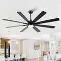 CJOY 84-Inch Low Profile Ceiling Fan - Black Flush Mount with Remote & 8-Blade DC Motor for Indoor/Outdoor Use