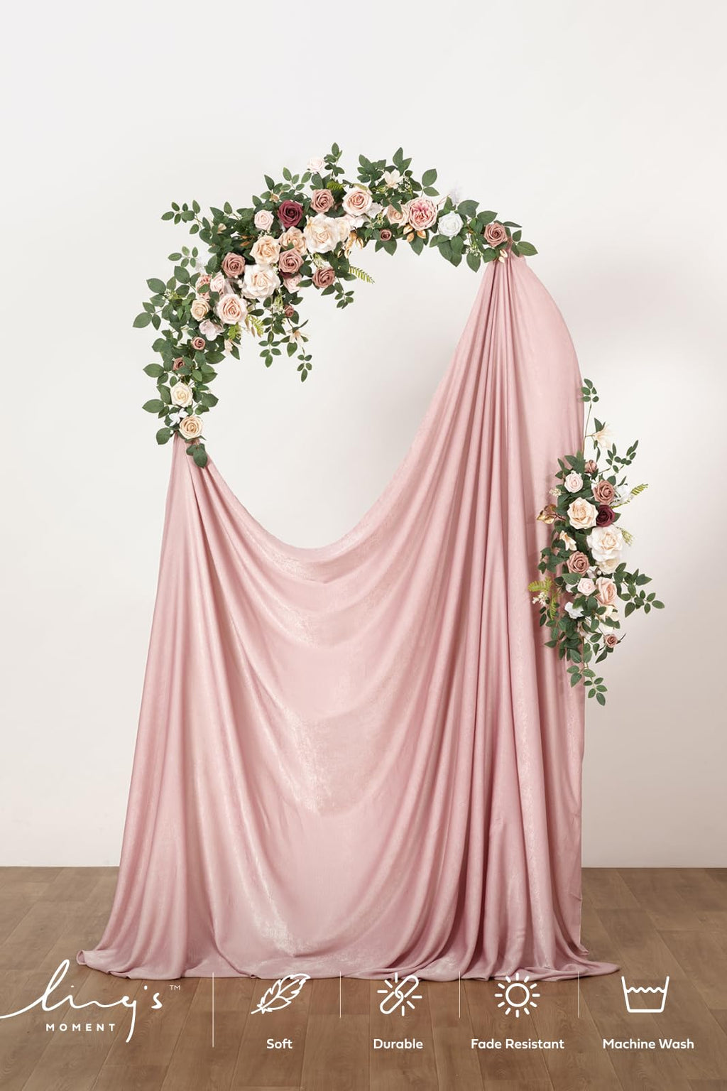 Ling's moment Dusty Rose Wedding Table Cloths in Velvet-Like Fabric, 9ft x 11ft, Fits 4ft/6ft Rectangular/Round Sweetheart&Head Table for Wedding Reception, Bridal Shower, Birthday Decoration