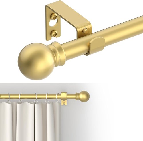 GXOACKJ Decorative Gold Curtain Rods - Heavy Duty Metal Set for Windows 28-78 Inches