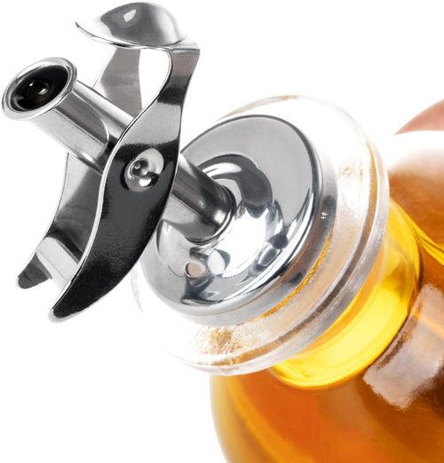 4 Pack Automatic Liquor Pour Spouts, Auto Flip Olive Oil Dispenser Spout, Pour Spouts for Liquor Bottles, Olive Oil Spouts, Bottle Pourers for Alcohol Wine Syrup Home Bar Accessories Silver