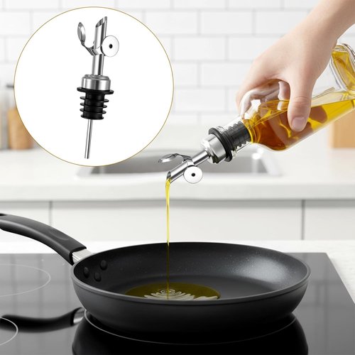 12 Pack Olive Oil Dispenser Spout Speed Liquor Pour Spout with Flip Top Stainless Steel Pour Spouts for Bottles Weighted Liquor Pours Spouts with 12 Adapters for Large Neck Bottles