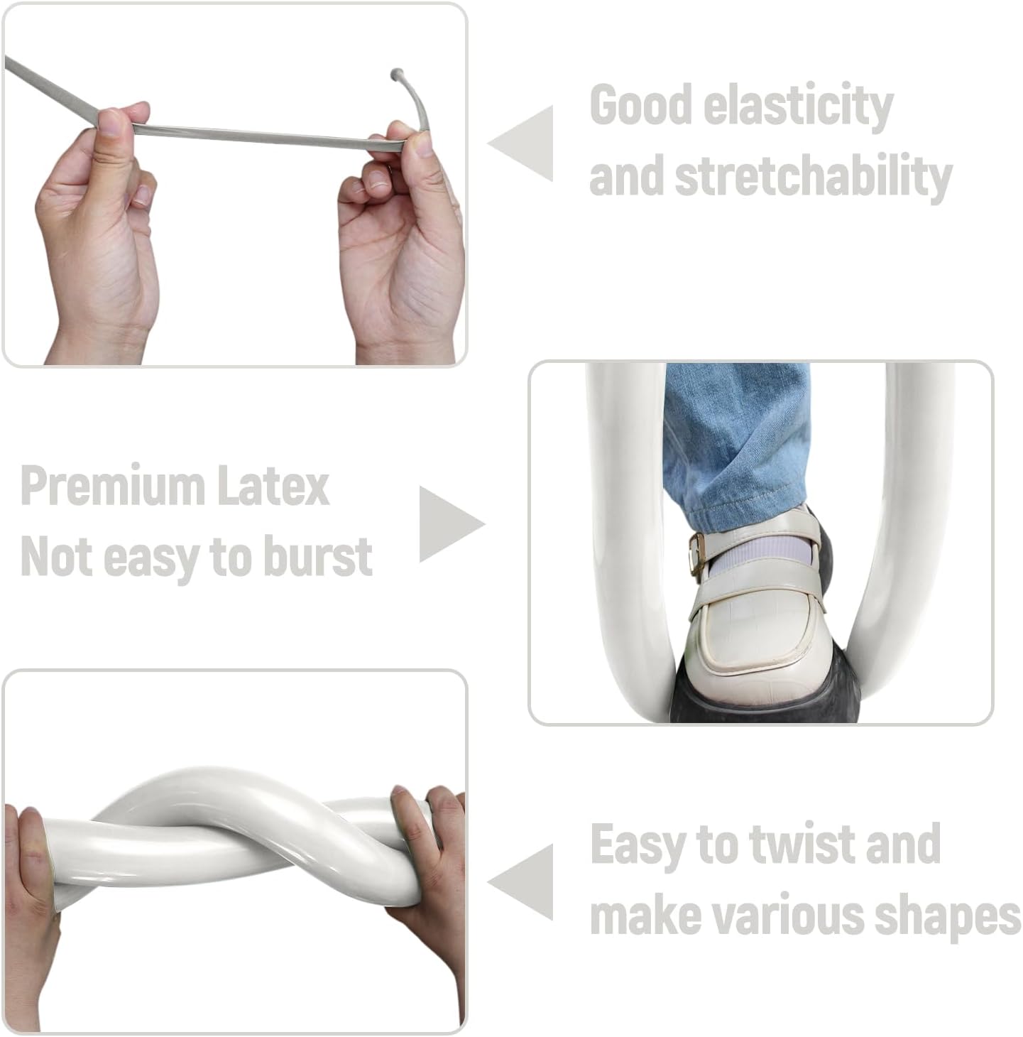 Skiennix 100Pcs Sand White 260Q Balloons - Thick Latex for Twisting Animal Models | Perfect for Halloween & Birthdays